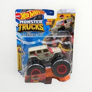 Hot Wheels Monster Trucks Jurassic Park Jeep Wrangler SUV 1:64 New 2023
